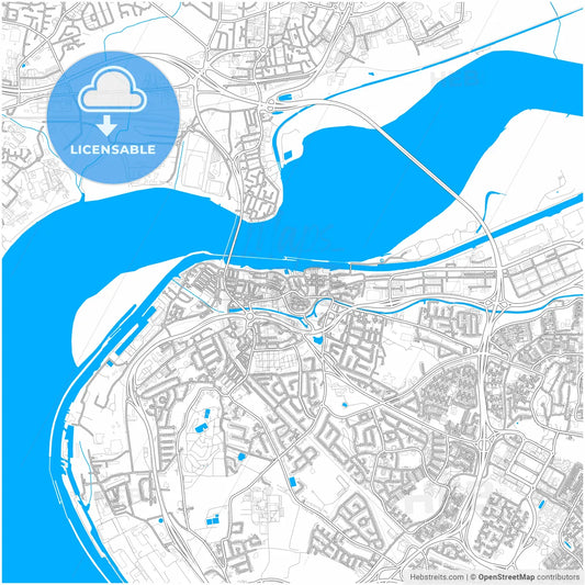 Runcorn, North West England, England, city map with high resolution roads.