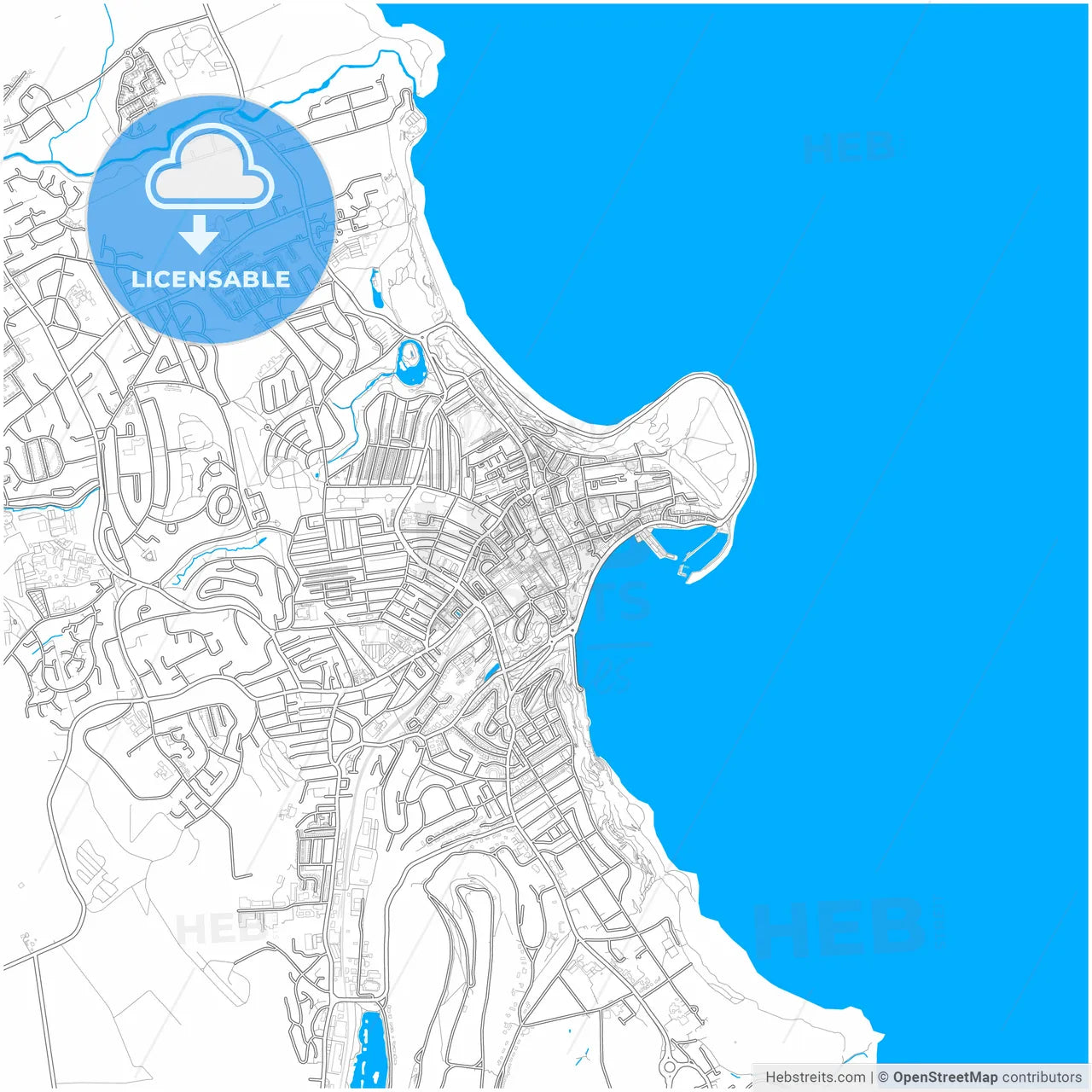 Scarborough, Yorkshire and the Humber, England, city map with high resolution roads.
