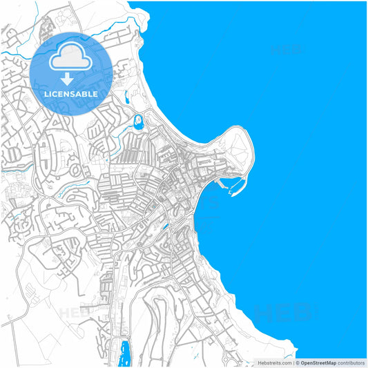 Scarborough, Yorkshire and the Humber, England, city map with high resolution roads.