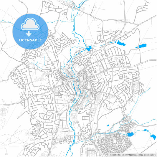 Kidderminster, West Midlands, England, city map with high resolution roads.