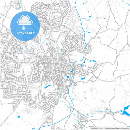 Macclesfield, North West England, England, city map with high resolution roads.
