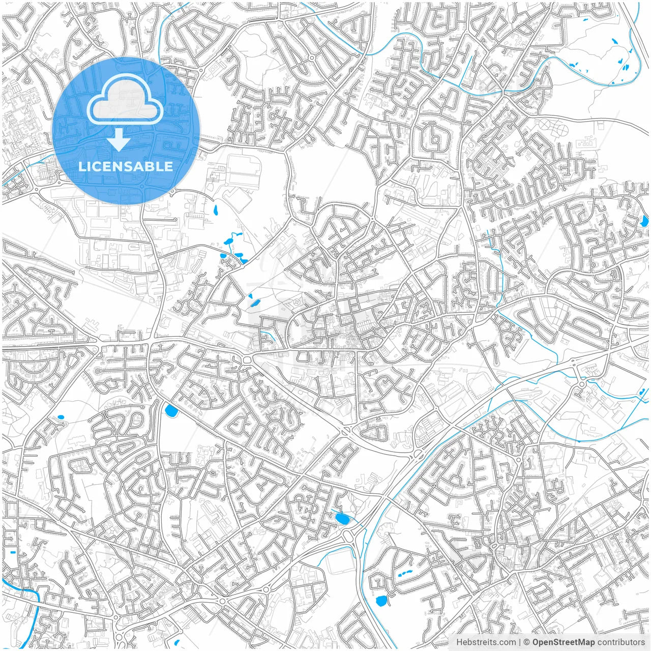 Willenhall, West Midlands, England, city map with high resolution roads.