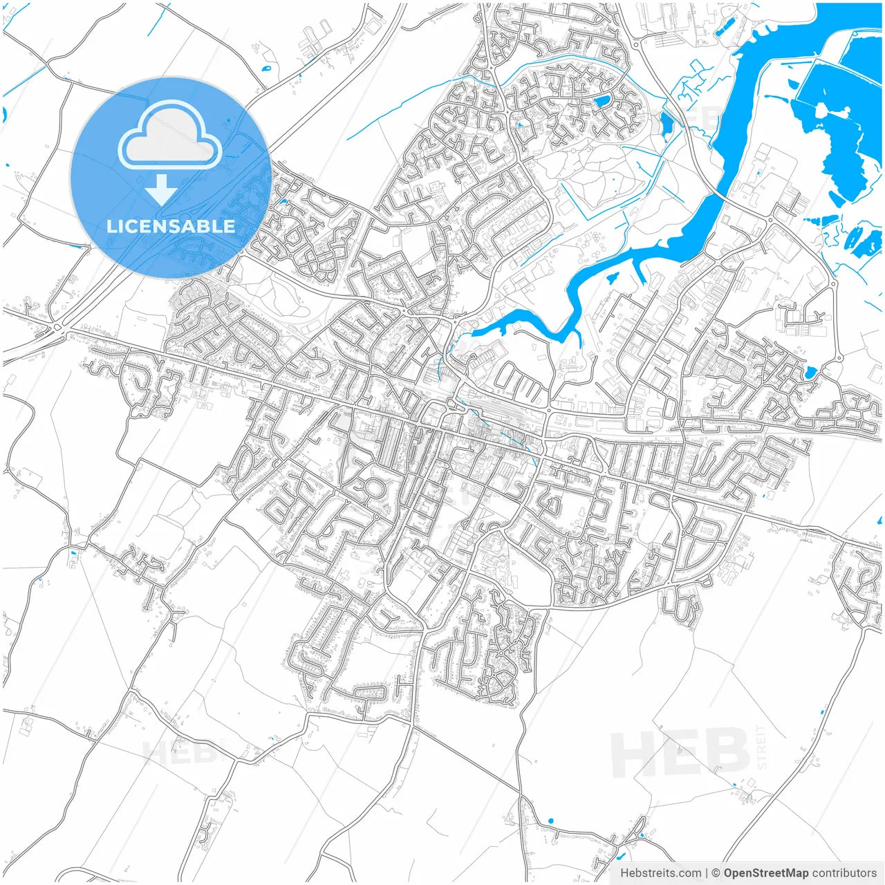 Sittingbourne, South East England, England, city map with high resolution roads.