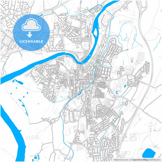 Lancaster, North West England, England, city map with high resolution roads.