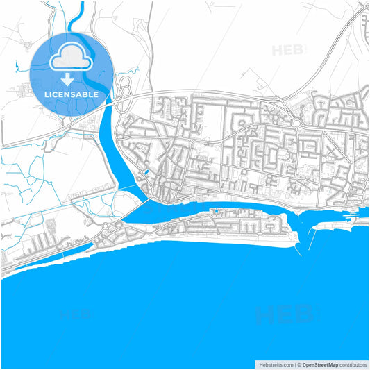 Shoreham-by-Sea, South East England, England, city map with high resolution roads.