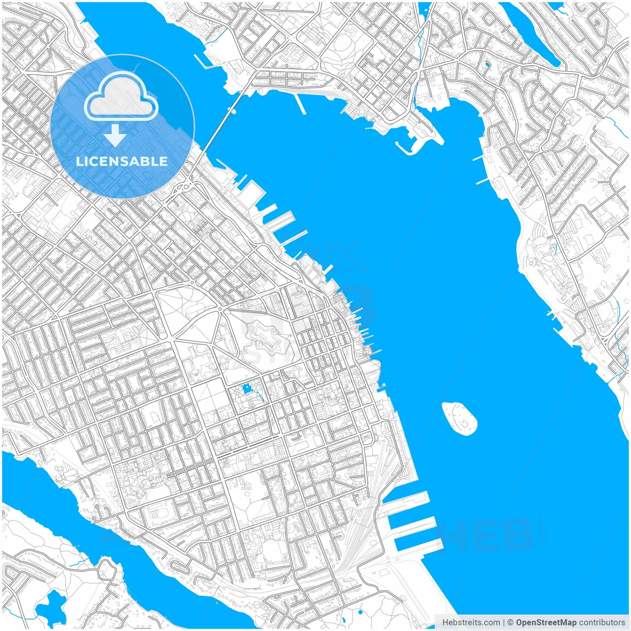 Halifax, Nova Scotia, Canada, city map with high resolution roads.