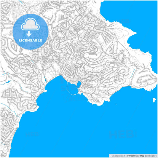 Torquay, South West England, England, city map with high resolution roads.