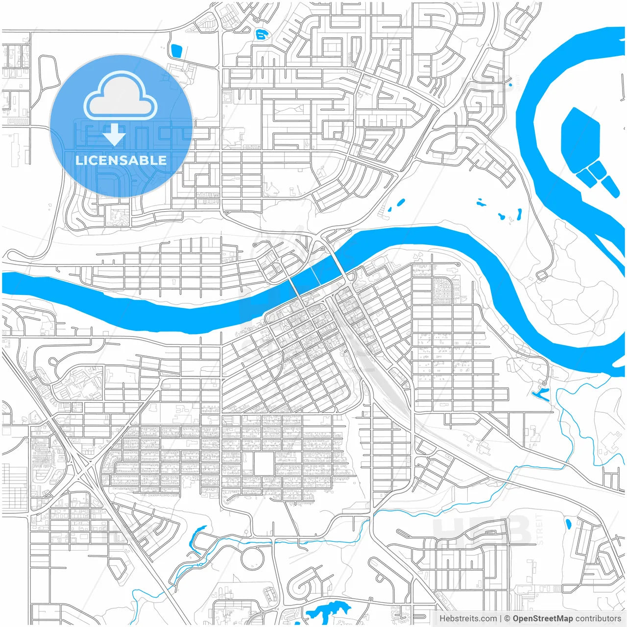 Medicine Hat, Alberta, Canada, city map with high resolution roads.
