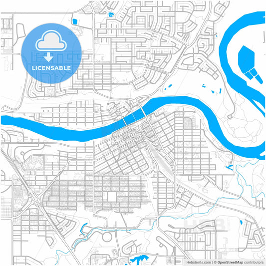 Medicine Hat, Alberta, Canada, city map with high resolution roads.