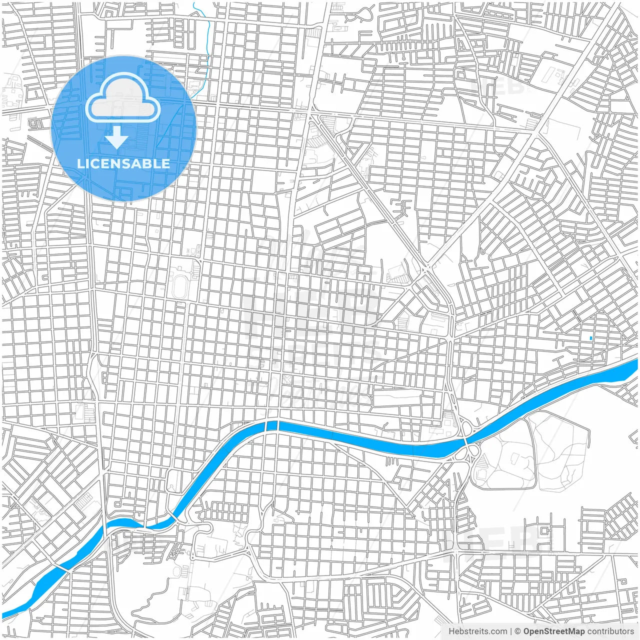 Ciudad Victoria, Tamaulipas, Mexico, city map with high resolution roads.