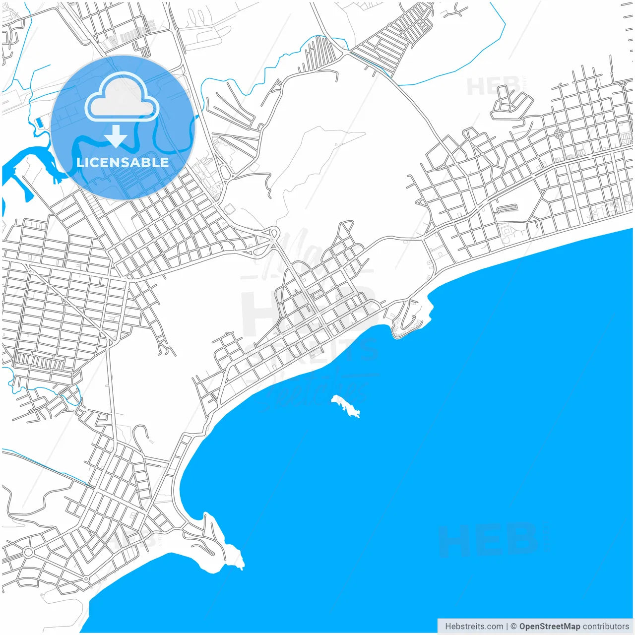 Guaruja, Brazil, city map with high resolution roads.