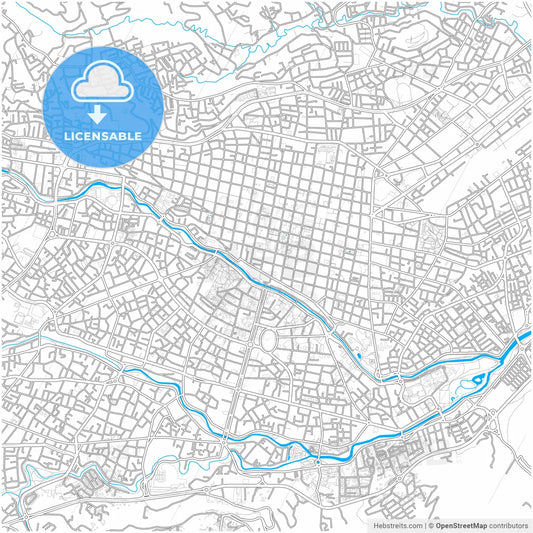 Cuenca, Ecuador, city map with high resolution roads.