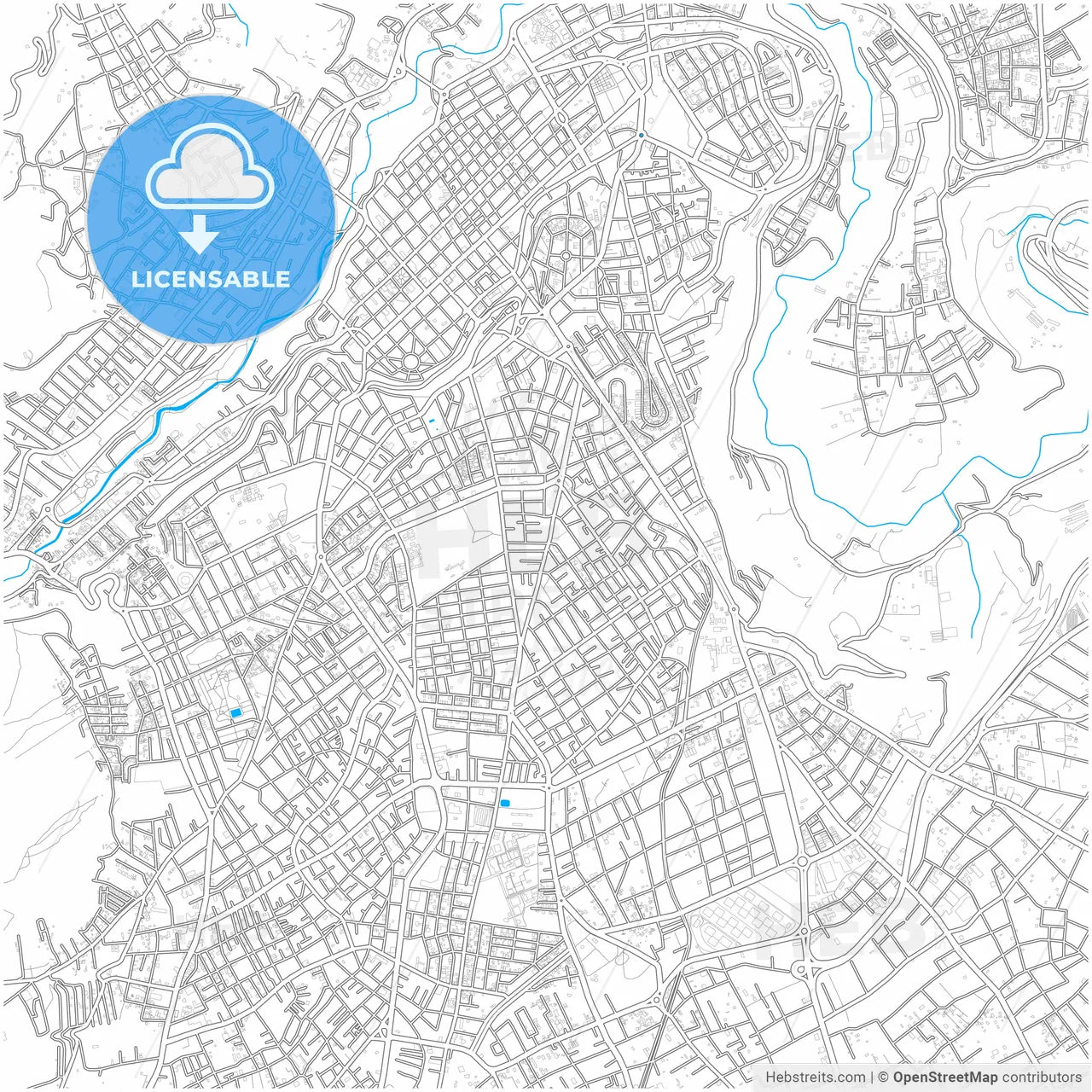 Ambato, Ecuador, city map with high resolution roads.