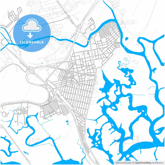 Cubatao, Brazil, city map with high resolution roads.