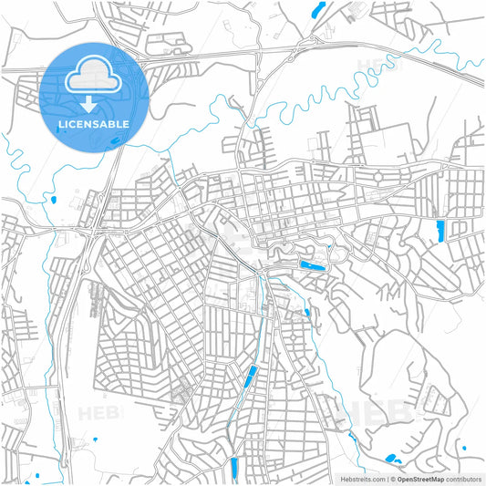 Atibaia, Brazil, city map with high resolution roads.