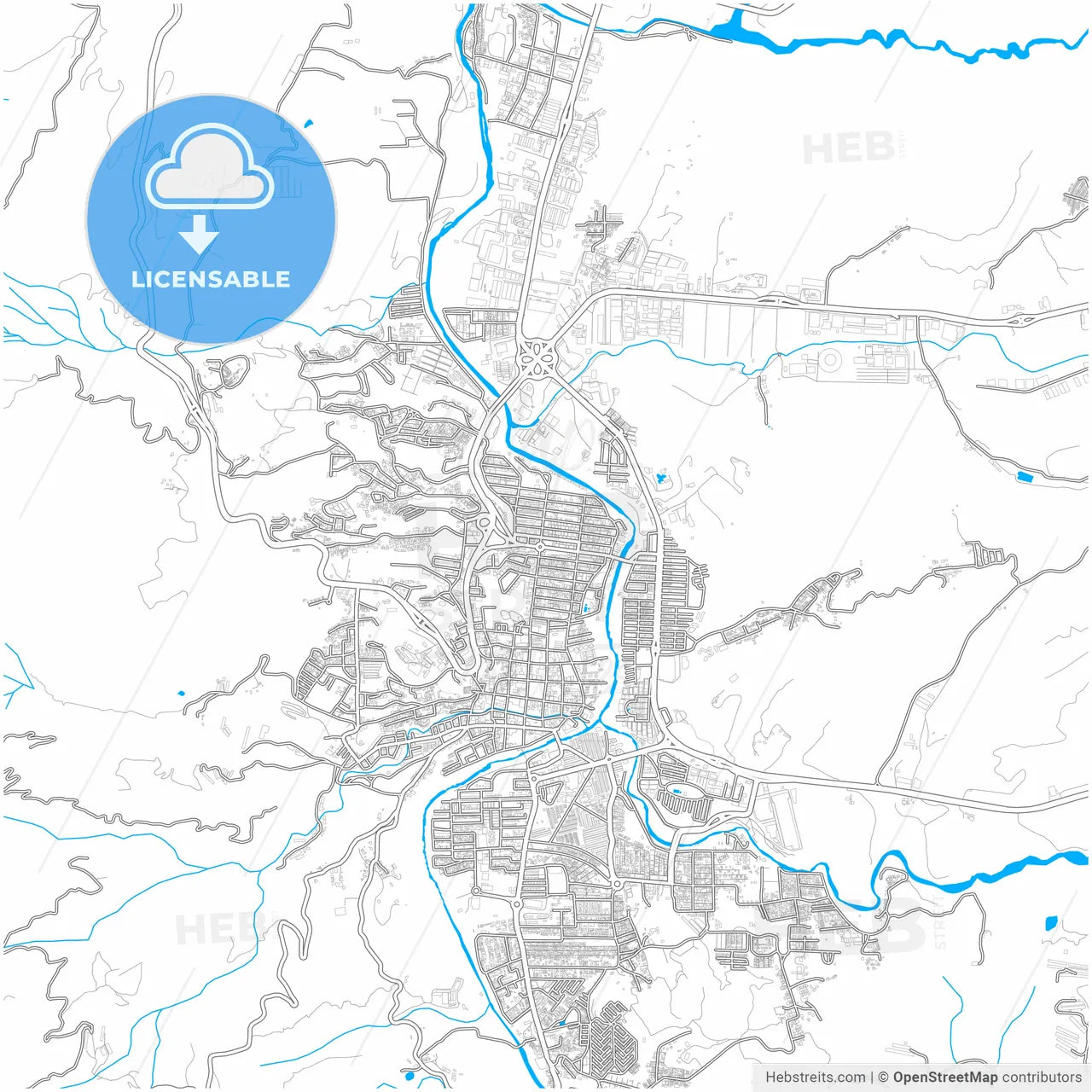 Giron, Colombia, city map with high resolution roads.