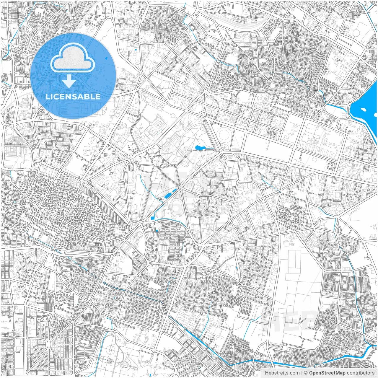 Bangalore, Karnataka, India, city map with high resolution roads.