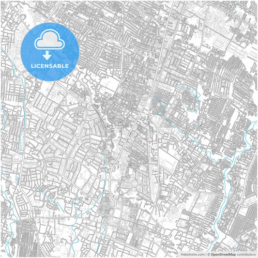 Malang, East Java, Indonesia, city map with high resolution roads.