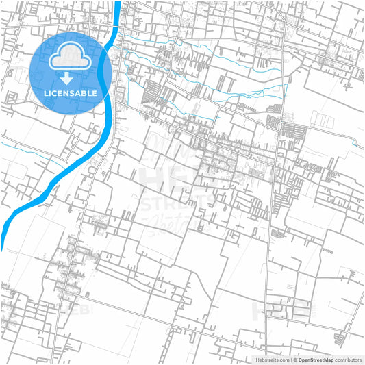 Kediri, East Java, Indonesia, city map with high resolution roads.