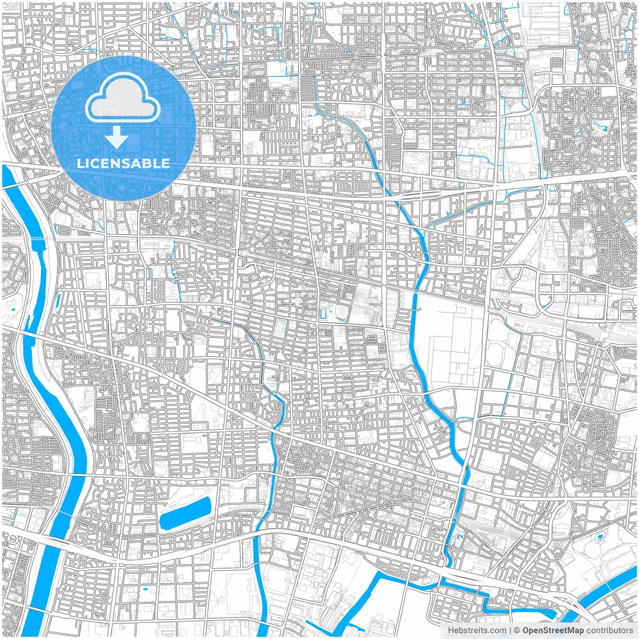 Amagasaki, Hyōgo, Japan, city map with high resolution roads.