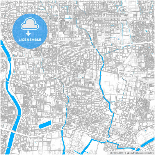 Amagasaki, Hyōgo, Japan, city map with high resolution roads.