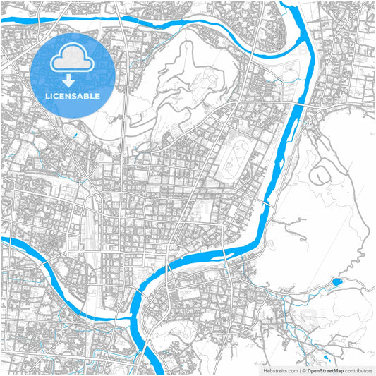 Fukushima, Fukushima, Japan, city map with high resolution roads.