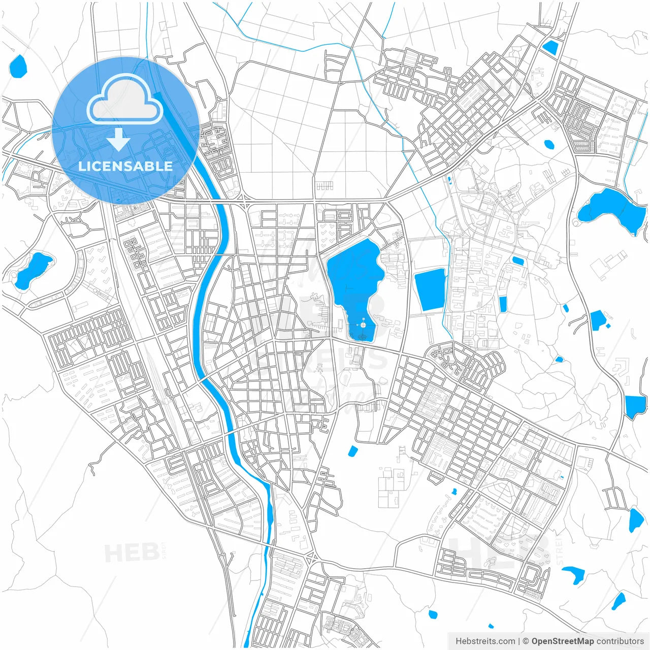 Gyeongsan, North Gyeongsang, South Korea, city map with high resolution roads.