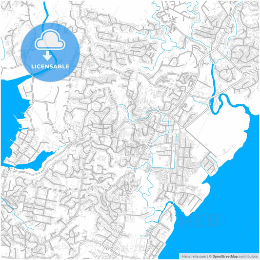 Suva, Fiji, city map with high resolution roads.