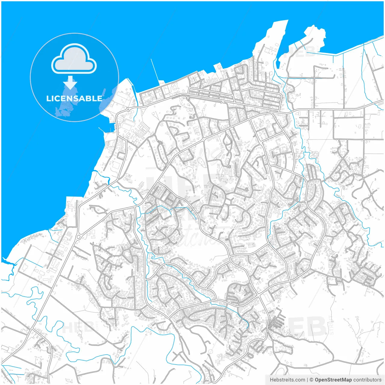 Lautoka, Fiji, City Map With High Resolution Roads. – HEBSTREITS