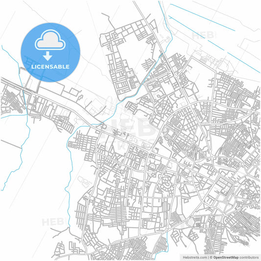 Tebessa, Algeria, city map with high resolution roads.