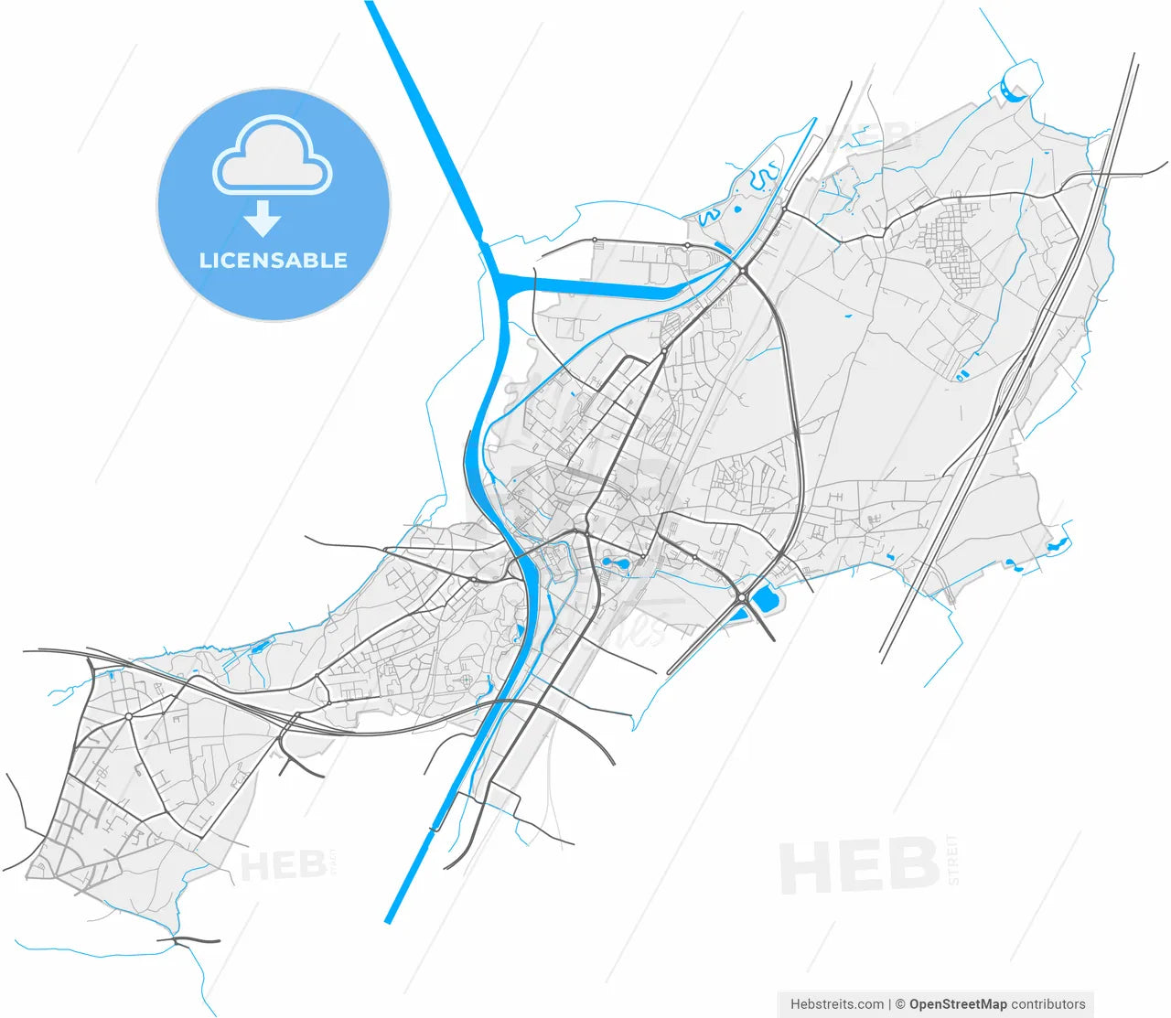 Vilvoorde, Flemish Brabant, Belgium, high resolution vector map - Instant download PDF and JPG