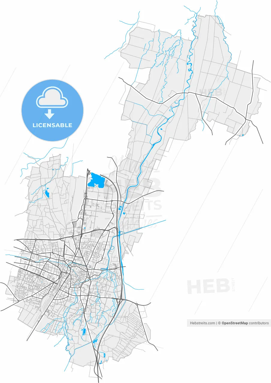 Colmar, Haut-Rhin, France, high resolution vector map - Instant download PDF and JPG