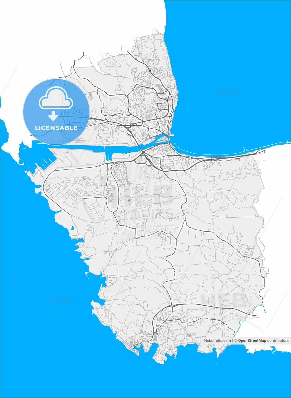 Martigues, Bouches-du-Rhône, France, high resolution vector map - Instant download PDF and JPG