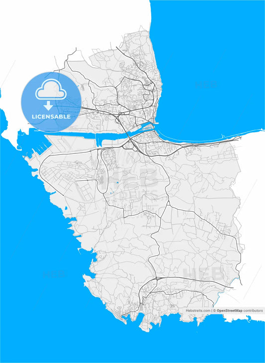 Martigues, Bouches-du-Rhône, France, high resolution vector map - Instant download PDF and JPG