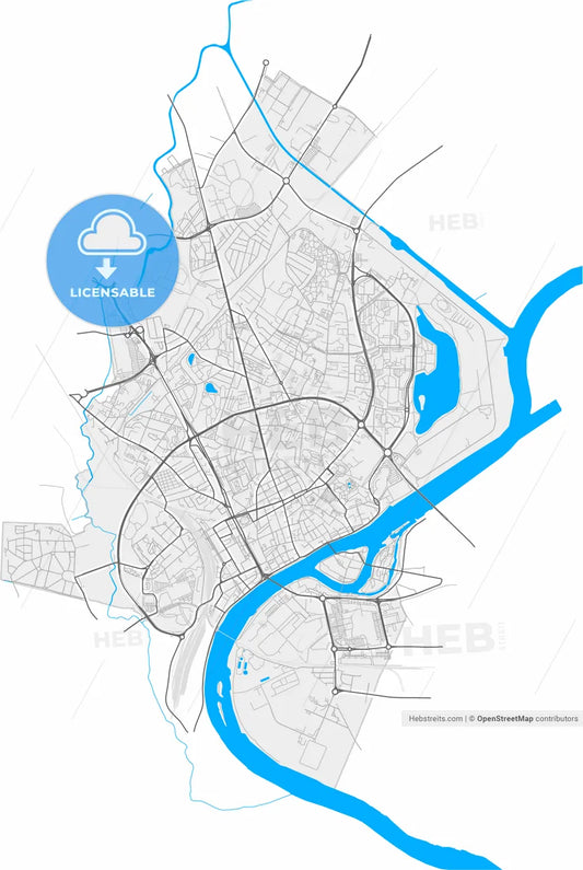 Chalon-sur-Saône, Saône-et-Loire, France, high resolution vector map - Instant download PDF and JPG