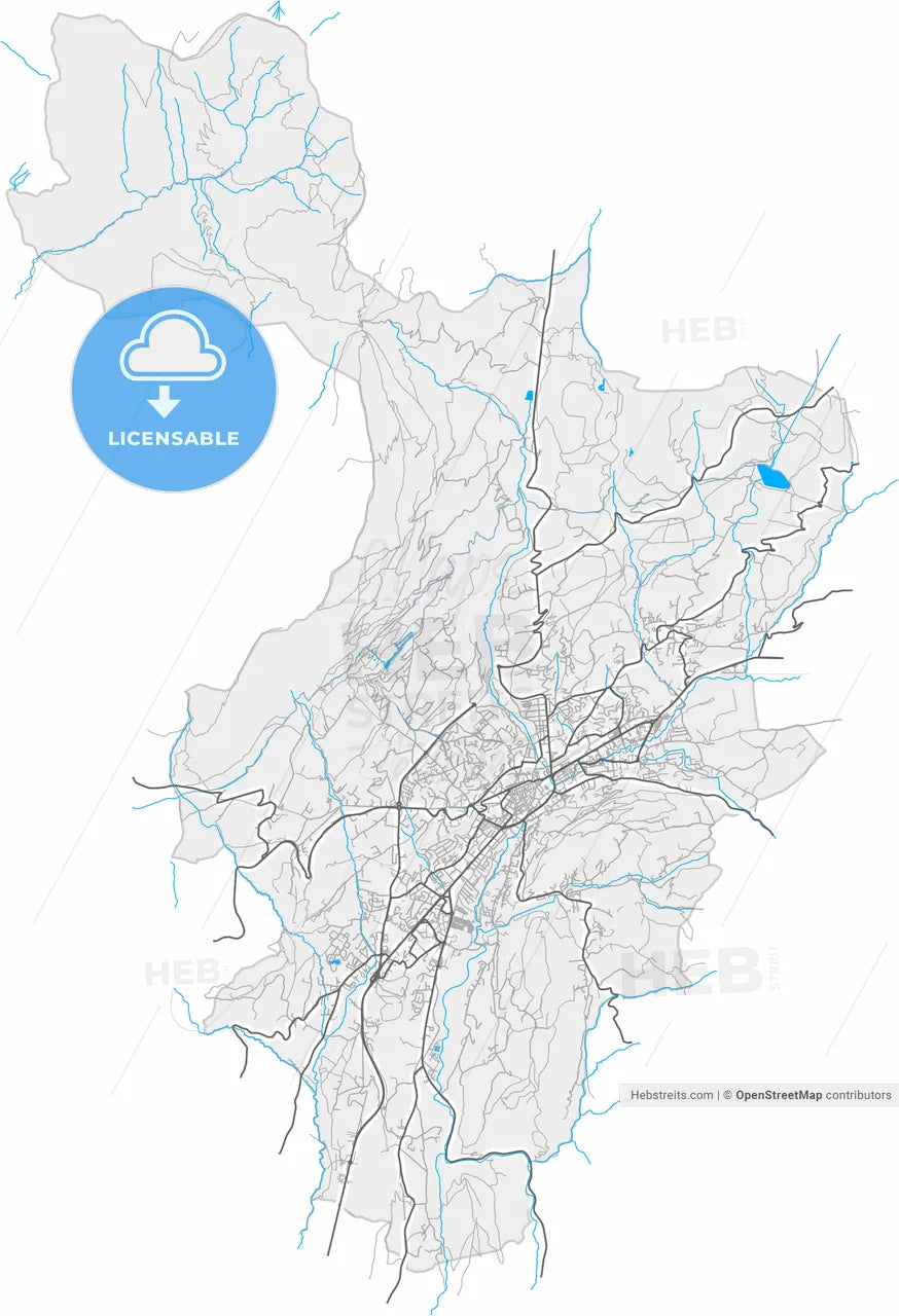 Gap, Hautes-Alpes, France, high resolution vector map - Instant download PDF and JPG