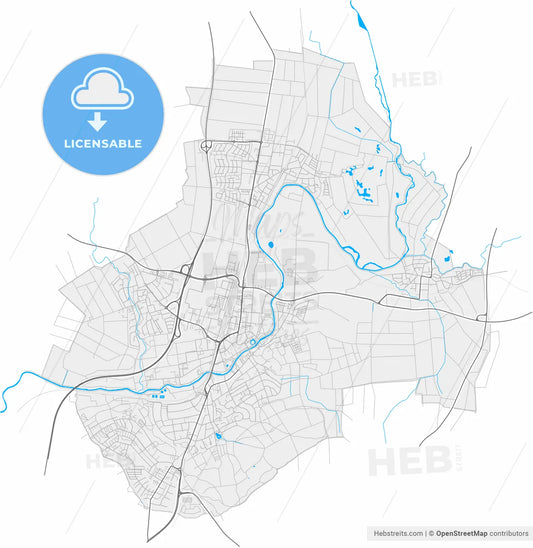 Bad Vilbel, Hesse, Germany, high resolution vector map - Instant download PDF and JPG