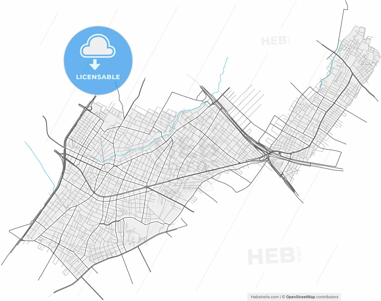 Chalandri, Attica, Greece, high resolution vector map - Instant download PDF and JPG