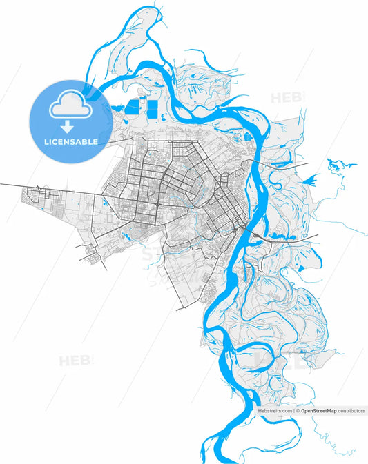 Barnaul, Altai Krai, Russia, high resolution vector map - Instant download PDF and JPG