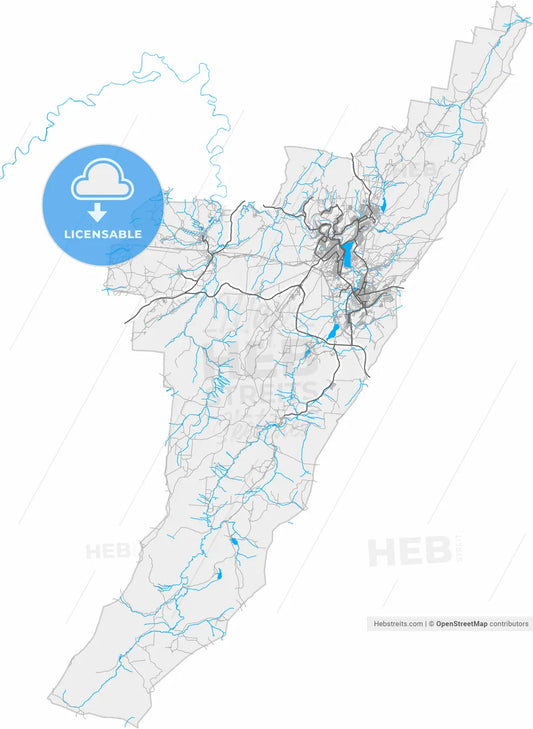 Zlatoust, Chelyabinsk Oblast, Russia, high resolution vector map - Instant download PDF and JPG