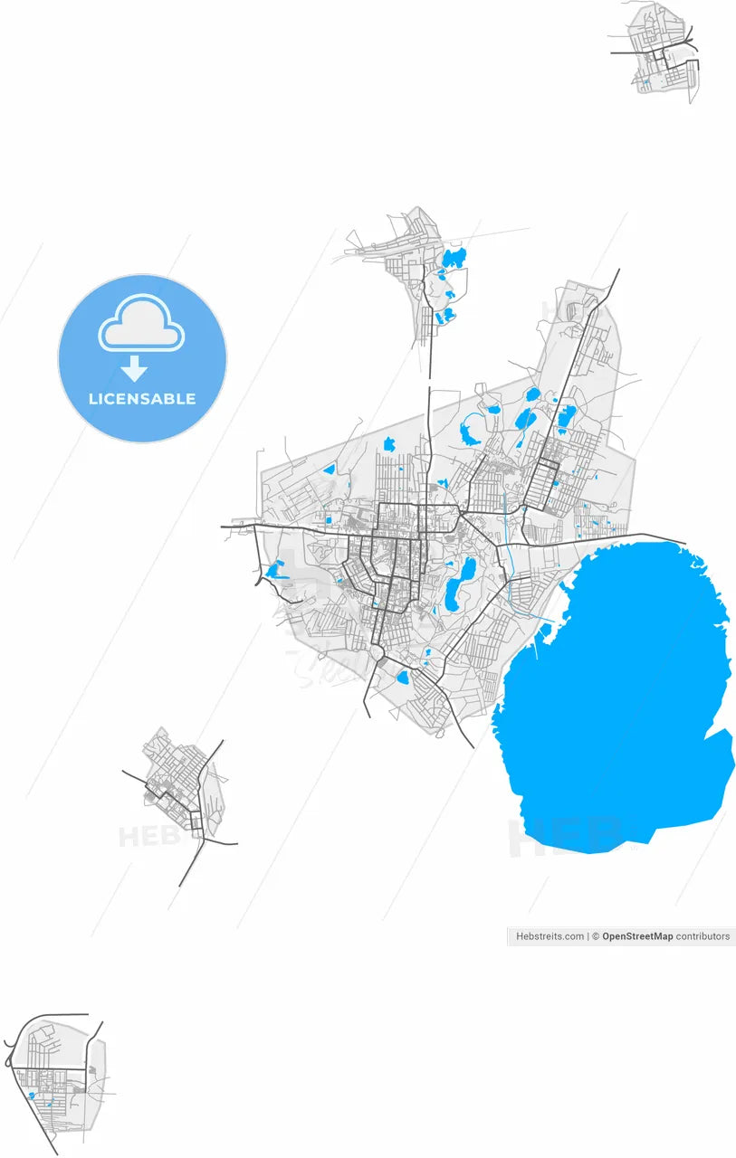Kopeysk, Chelyabinsk Oblast, Russia, high resolution vector map - Instant download PDF and JPG