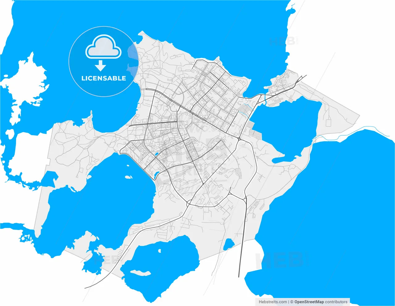 Ozyorsk, Chelyabinsk Oblast, Russia, high resolution vector map - Instant download PDF and JPG
