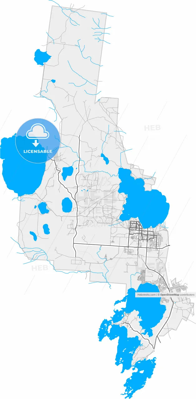 Snezhinsk, Chelyabinsk Oblast, Russia, high resolution vector map - Instant download PDF and JPG