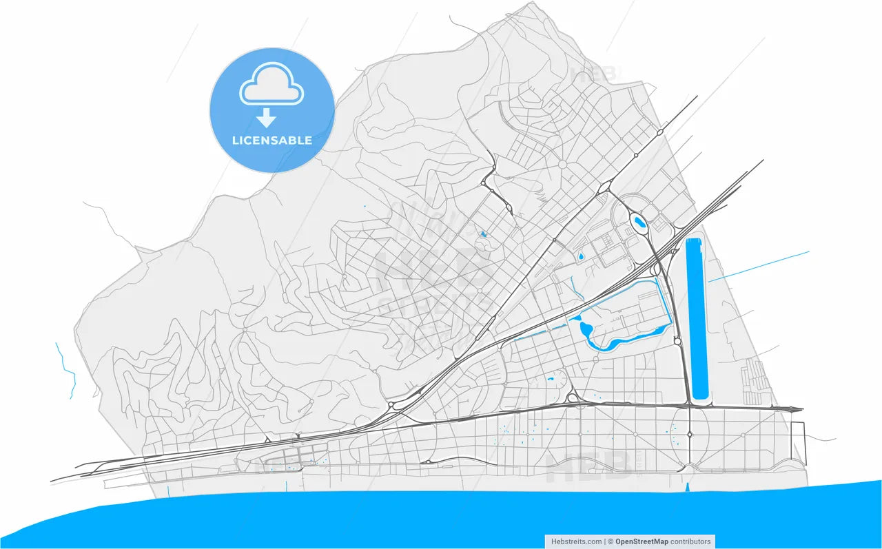 Castelldefels, Barcelona, Spain, high resolution vector map - Instant download PDF and JPG
