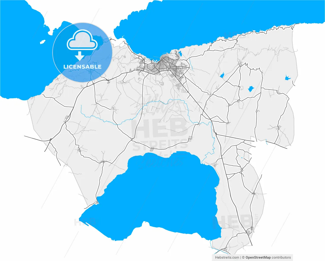 Bandırma, Balıkesir, Turkey, high resolution vector map - Instant download PDF and JPG