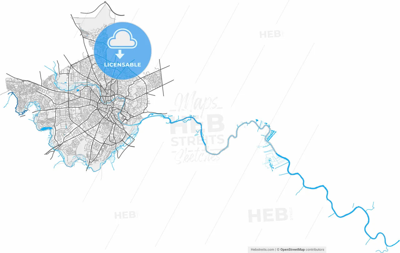 Norwich, East of England, England, high resolution vector map - Instant download PDF and JPG