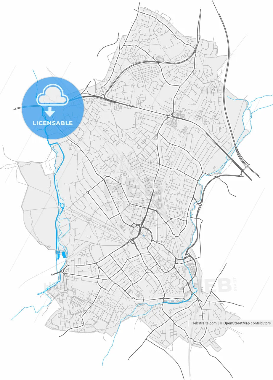Watford, East of England, England, high resolution vector map - Instant download PDF and JPG
