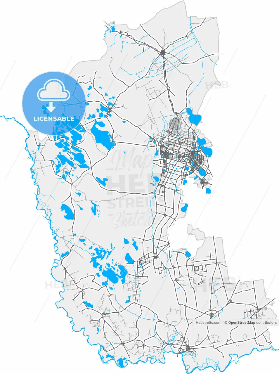 Daqing, Heilongjiang, China, high resolution vector map - Instant download PDF and JPG