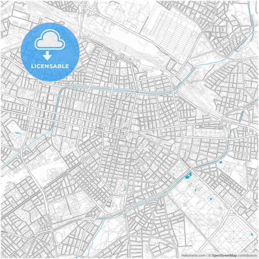 София, Bulgaria, city map with high resolution roads.