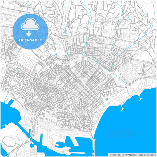 Варна, Bulgaria, city map with high resolution roads.